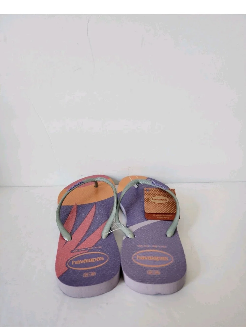 Havaianas Slim Glitter Sunset Flip Flops Quiet Lilac Purple Womens 9/10 4146766